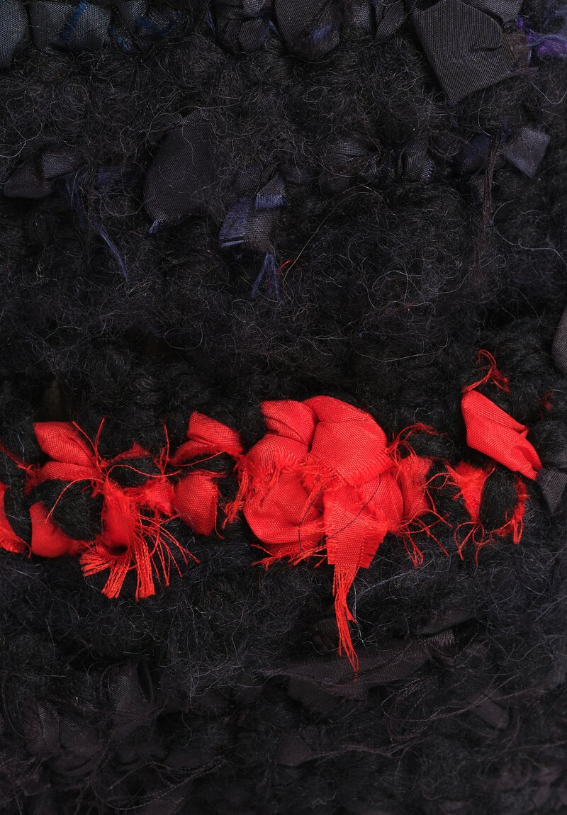 Daniela Gregis Wool & Silk Crochet Violino Bag in Nero Black and Blue