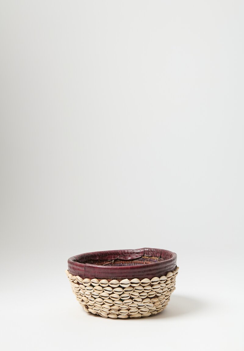 	Vintage Medium Hand-Woven Hausa Cowrie Shell Basket