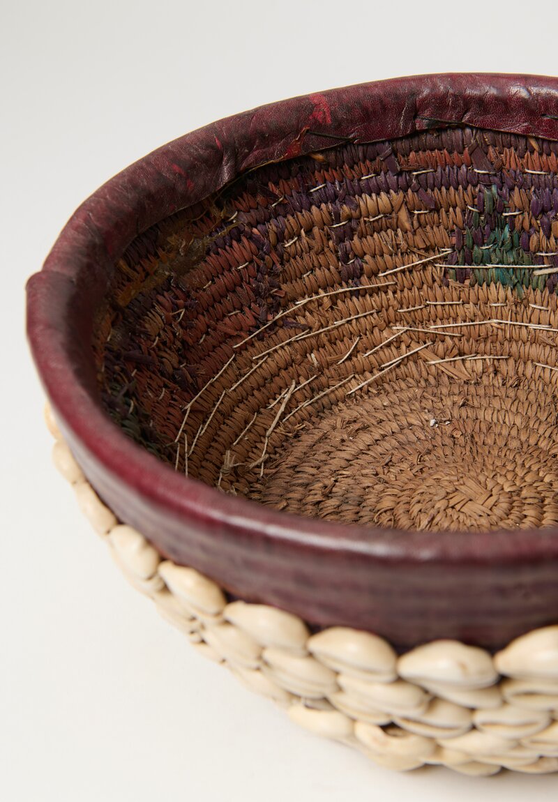 	Vintage Medium Hand-Woven Hausa Cowrie Shell Basket