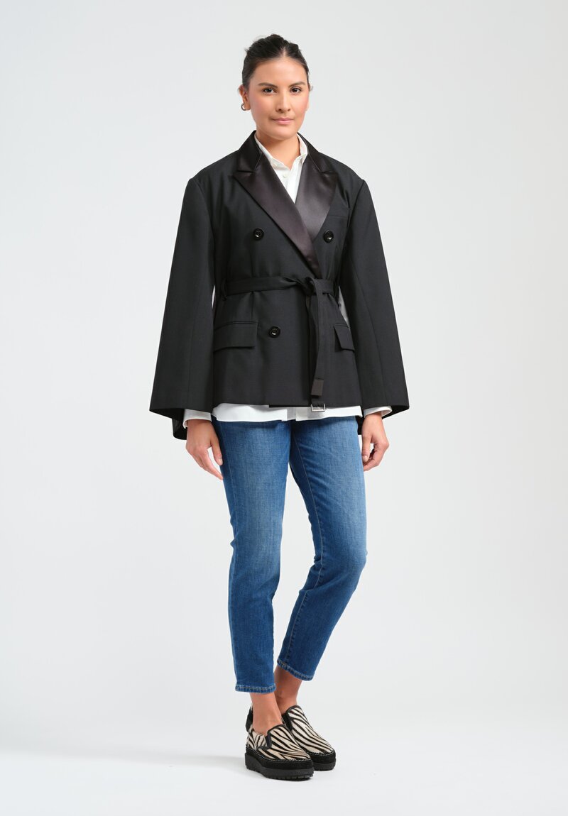 Sacai Double Breasted Suiting Cape in Black