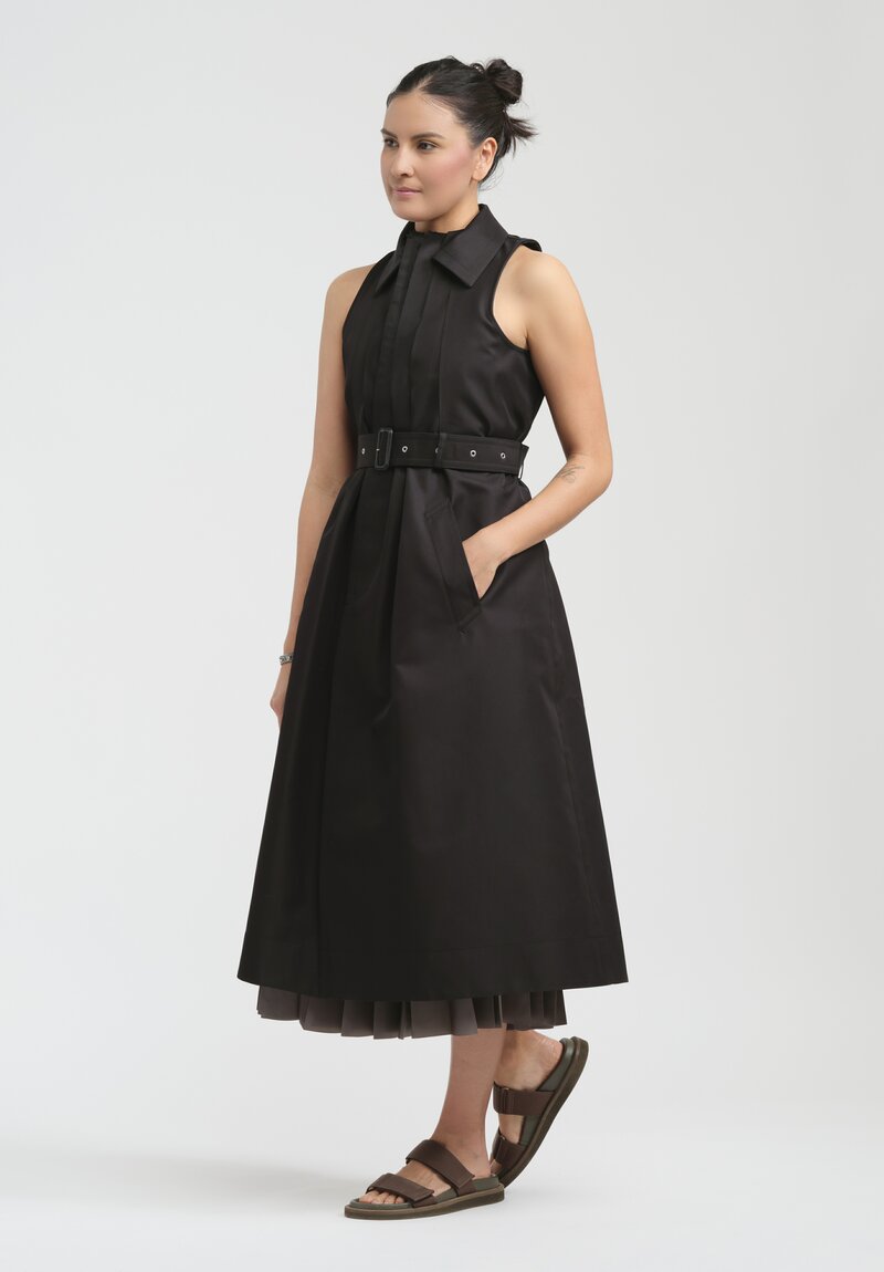Sacai Cotton Gabardine Coat Dress in Black