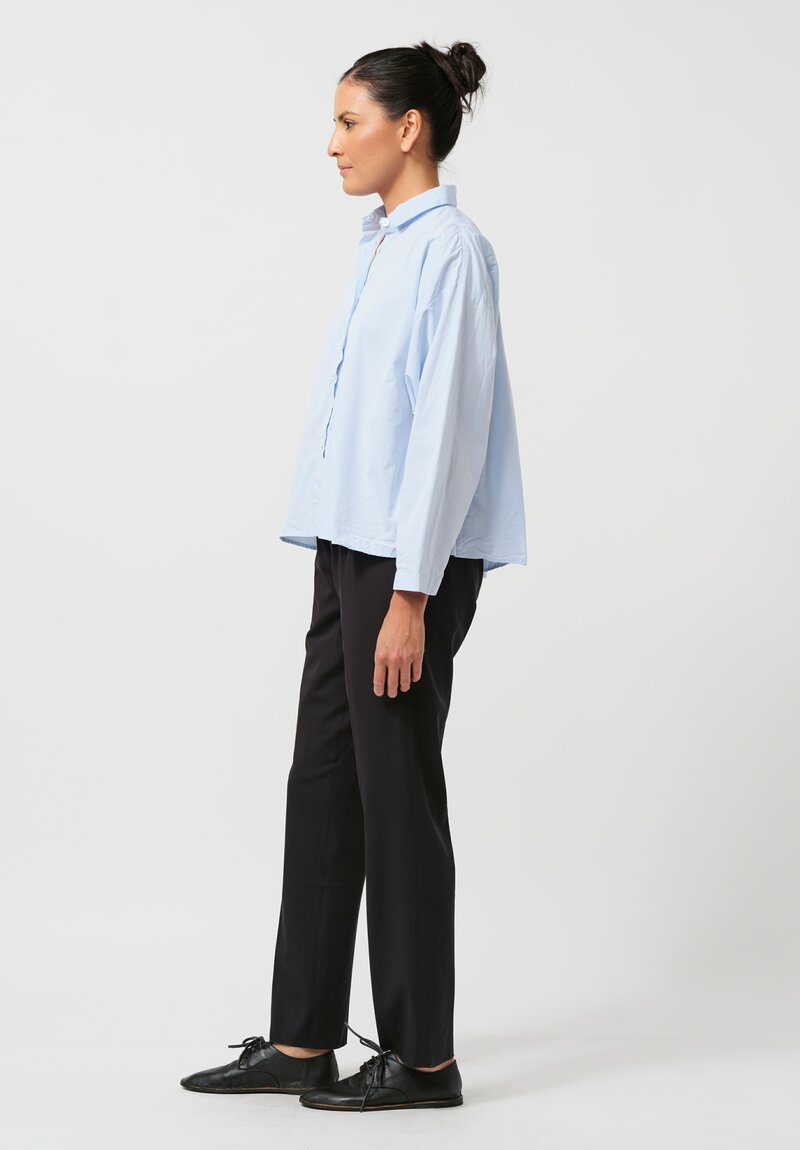 Bergfabel Washed Cotton Poplin Short Overshirt in Sky Blue	