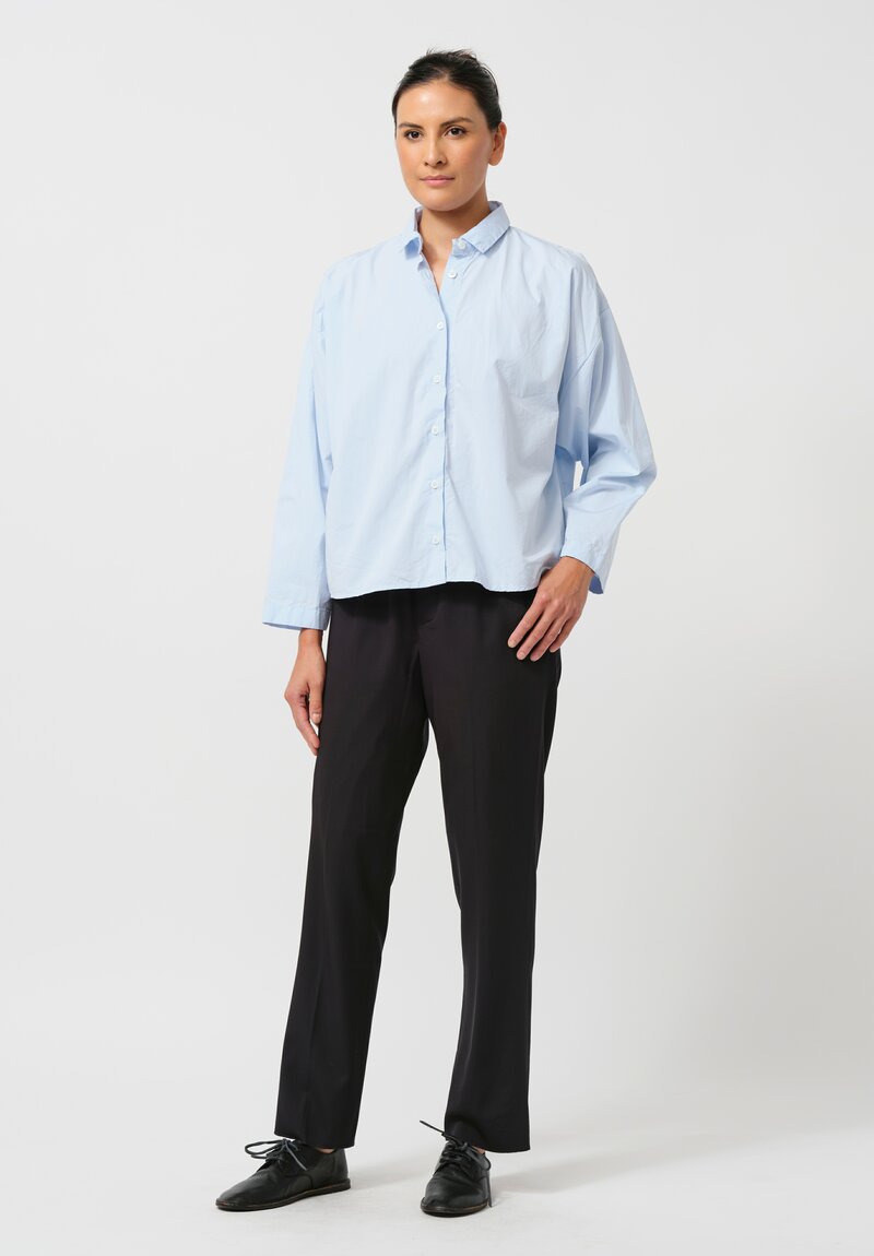 Bergfabel Washed Cotton Poplin Short Overshirt in Sky Blue	