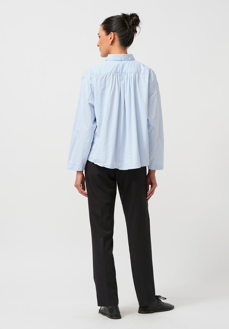 Bergfabel Washed Cotton Poplin Short Overshirt in Sky Blue	