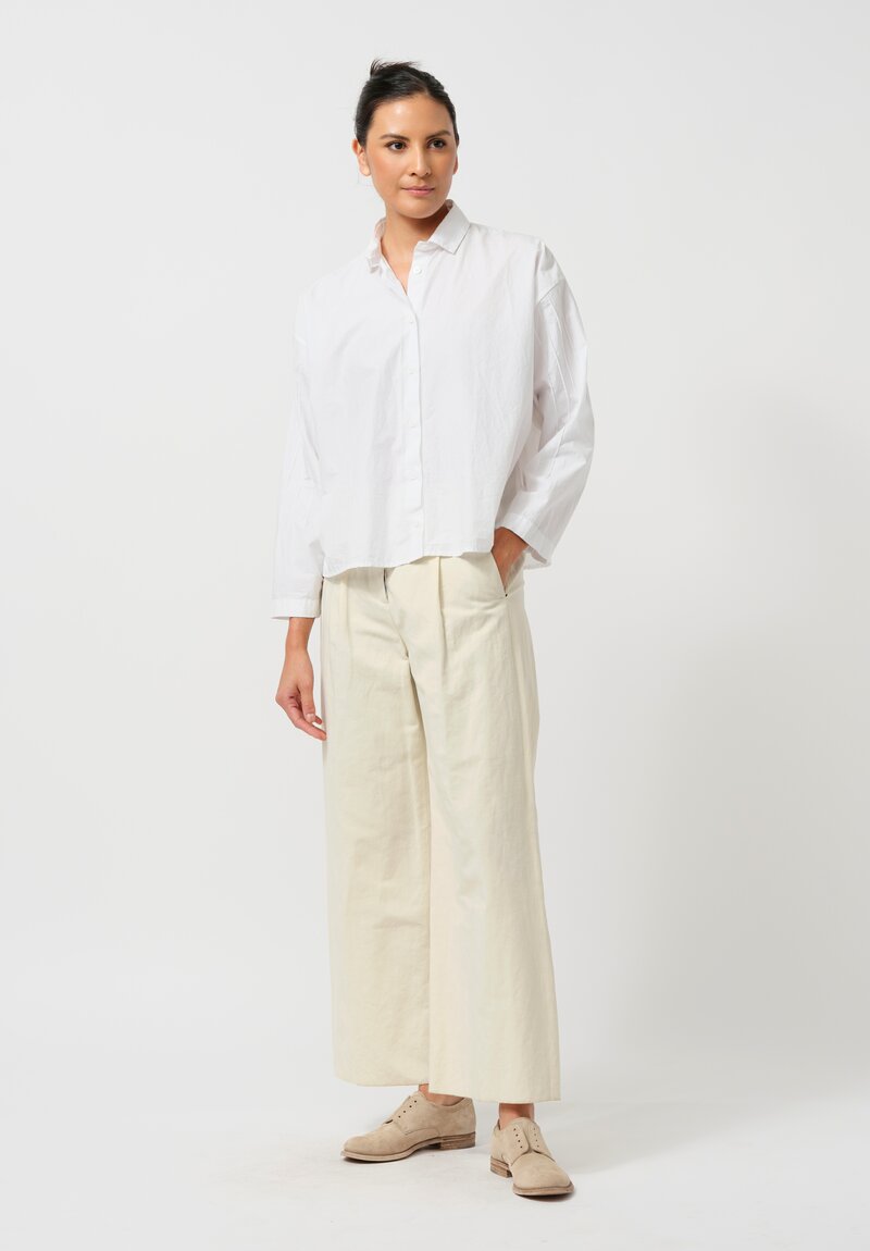 Bergfabel Cotton & Linen Katia Wide Pants in Almond	