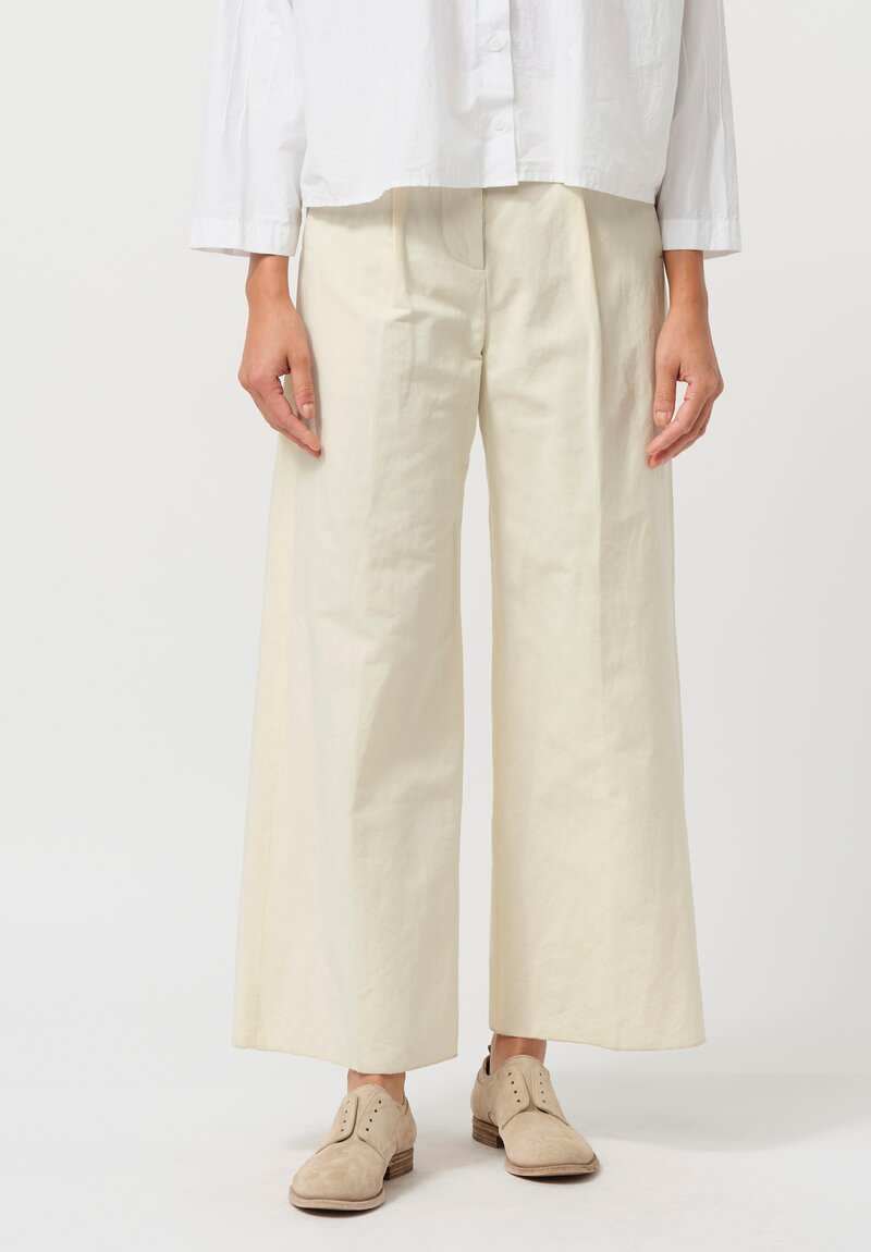 Bergfabel Cotton & Linen Katia Wide Pants in Almond	