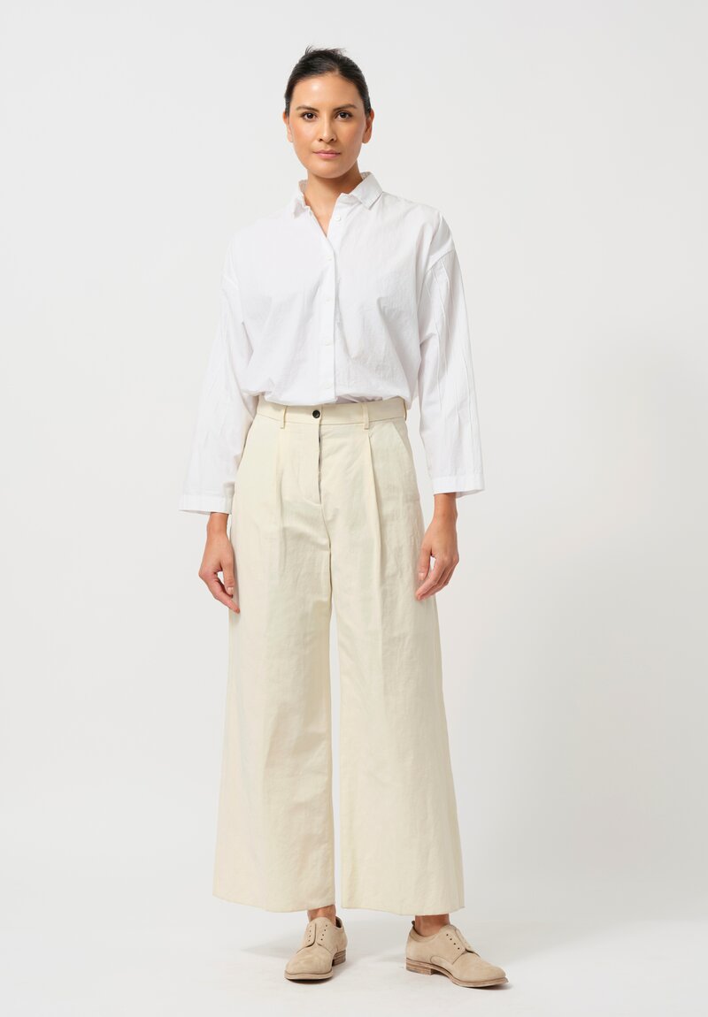 Bergfabel Cotton & Linen Katia Wide Pants in Almond	