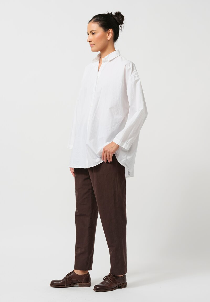 Bergfabel Washed Cotton Poplin Overshirt in White	