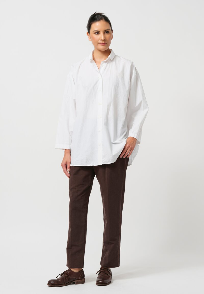 Bergfabel Washed Cotton Poplin Overshirt in White	