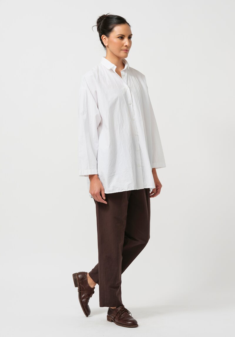 Bergfabel Washed Cotton Poplin Overshirt in White	