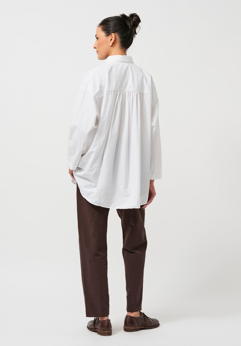 Bergfabel Washed Cotton Poplin Overshirt in White	