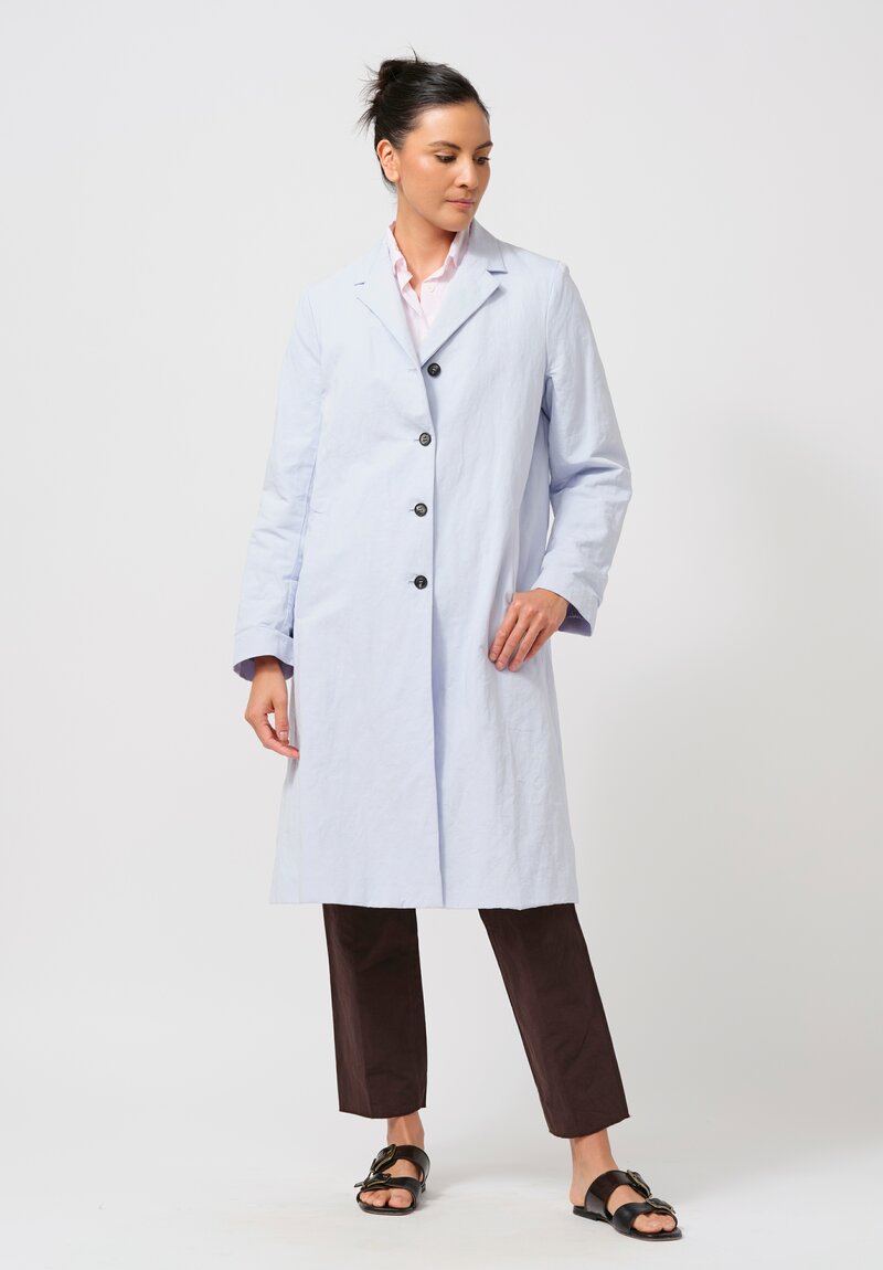 Bergfabel Cotton & Linen Farmer Coat in Sweet Blue