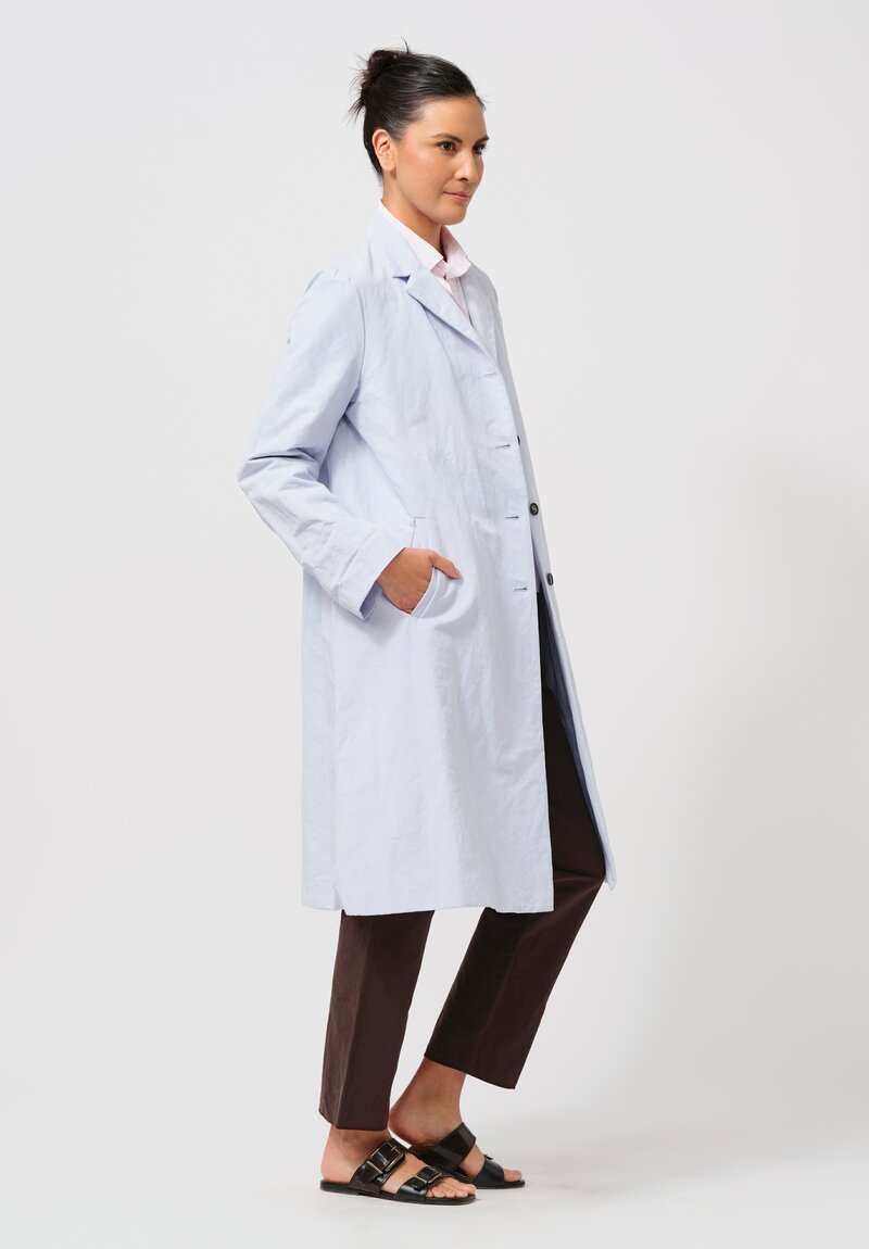 Bergfabel Cotton & Linen Farmer Coat in Sweet Blue