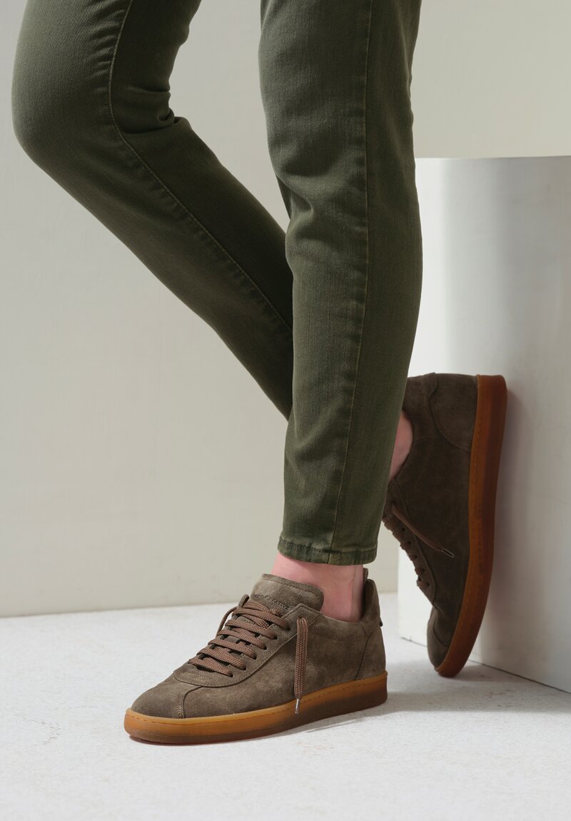 Officine Creative Suede Destiny Sneaker in Coco Military Green