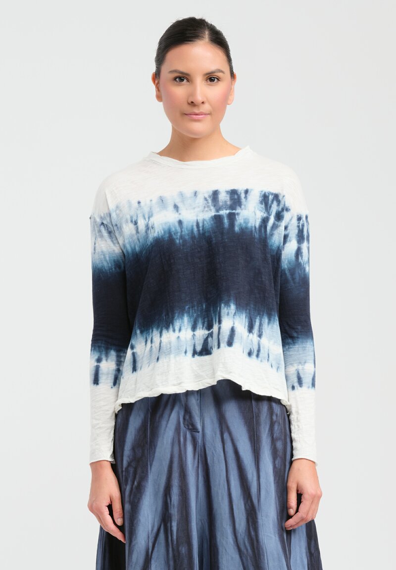 Gilda Midani Pattern Dyed Long Sleeve Trapeze Tee in Deep Dive Blue
