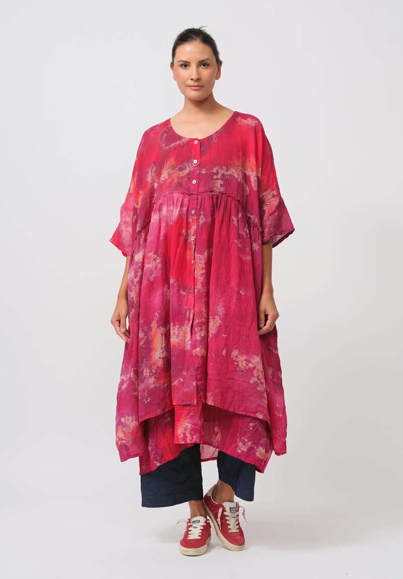 Gilda Midani Pattern Dyed Linen Overdress in Blossom	