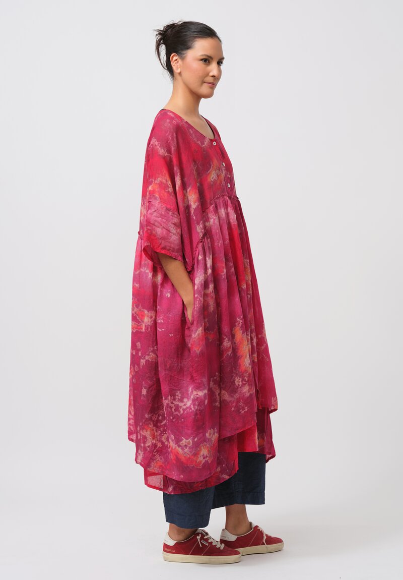 Gilda Midani Pattern Dyed Linen Overdress in Blossom	