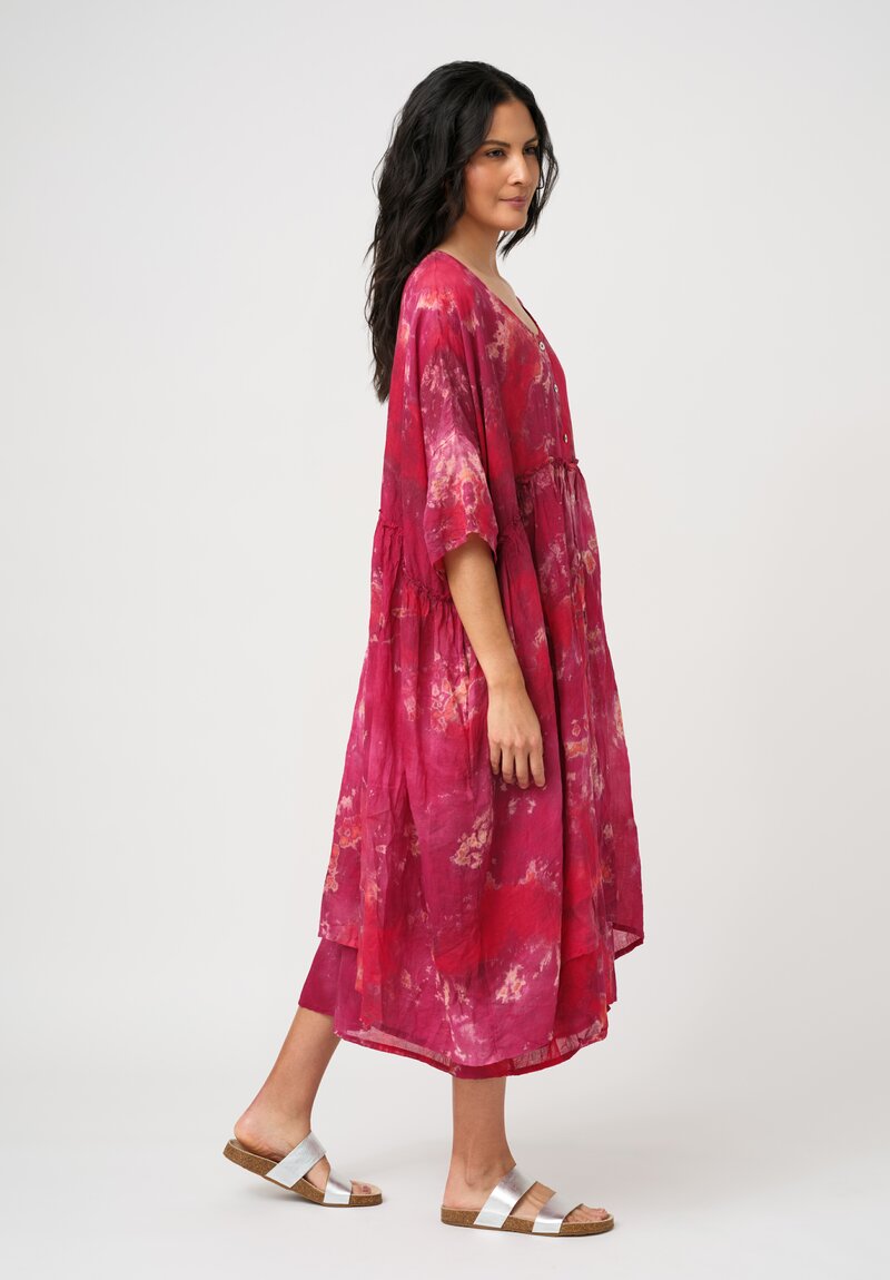 Gilda Midani Linen Pattern-Dyed Overdress in Blossom Pink