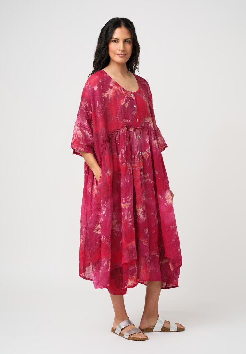 Gilda Midani Linen Pattern-Dyed Overdress in Blossom Pink