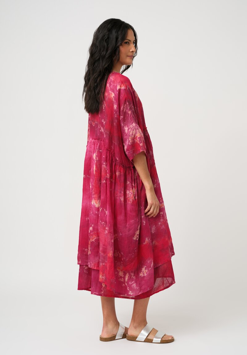 Gilda Midani Linen Pattern-Dyed Overdress in Blossom Pink