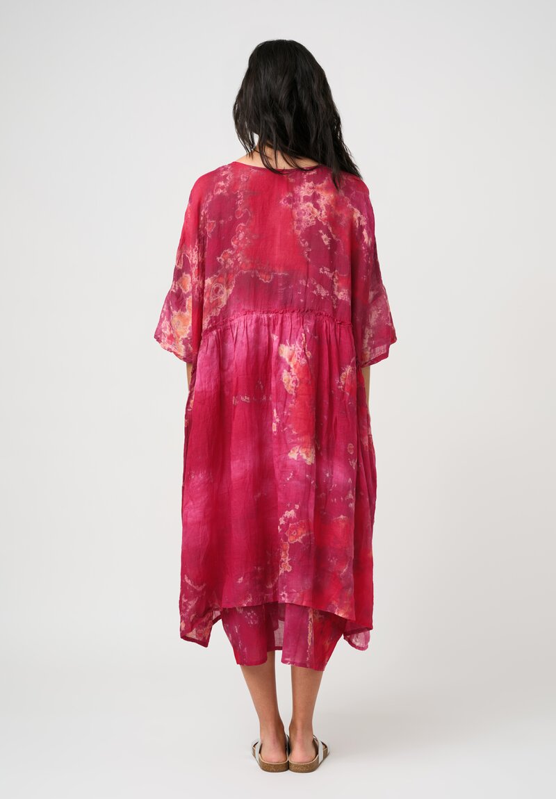 Gilda Midani Linen Pattern-Dyed Overdress in Blossom Pink
