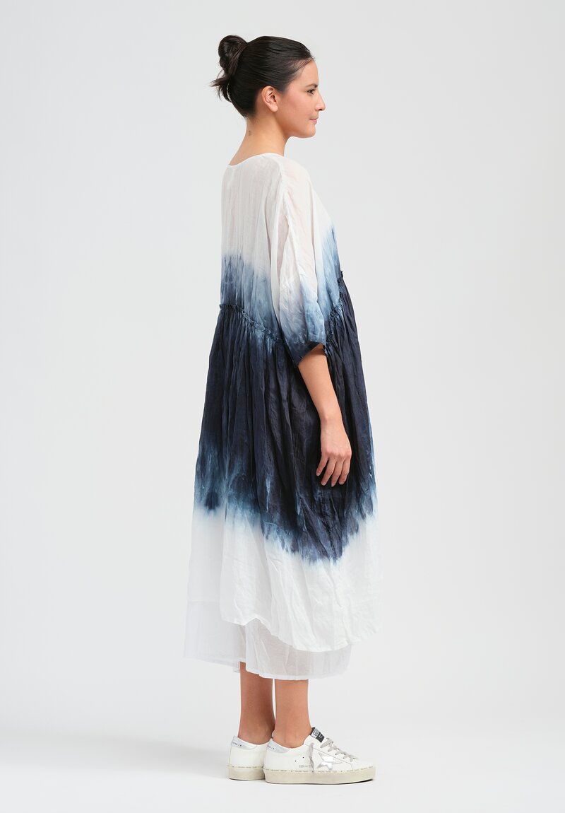 Gilda Midani Pattern Dyed Linen Overdress in Deep Dive Blue
