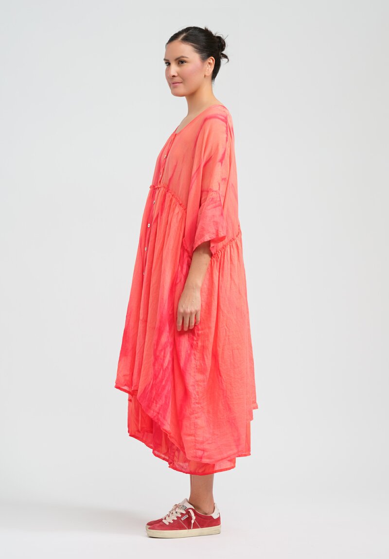 Gilda Midani Pattern Dyed Linen Overdress in Marble Fiesta Orange