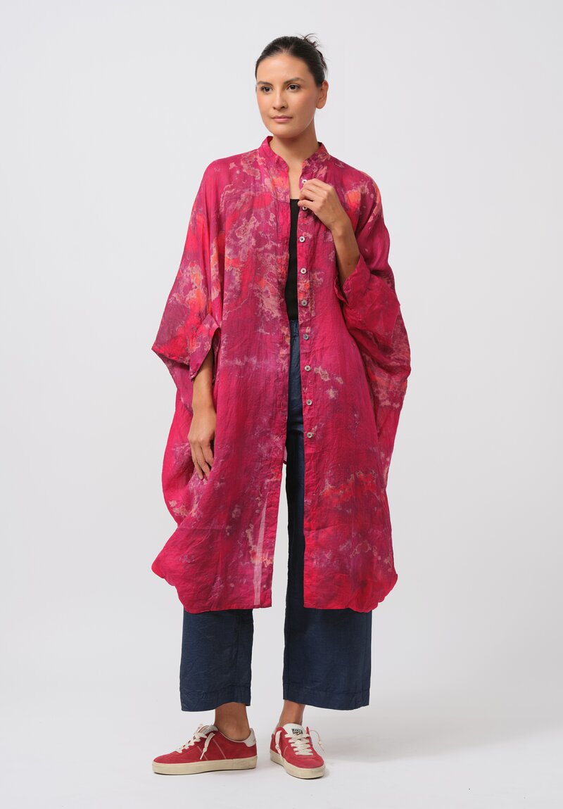 Gilda Midani Pattern-Dyed Linen Square Tunic in Blossom	