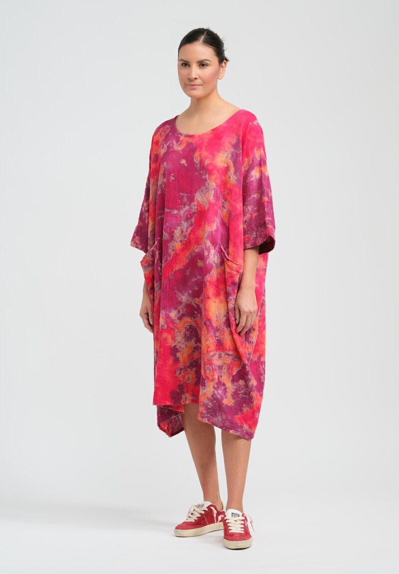 Gilda Midani Pattern Dyed Cotton Bucket Dress in Blossom