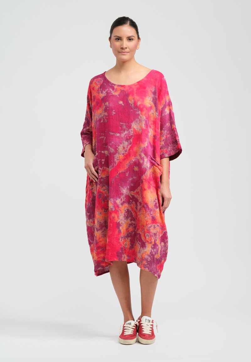 Gilda Midani Pattern Dyed Cotton Bucket Dress in Blossom