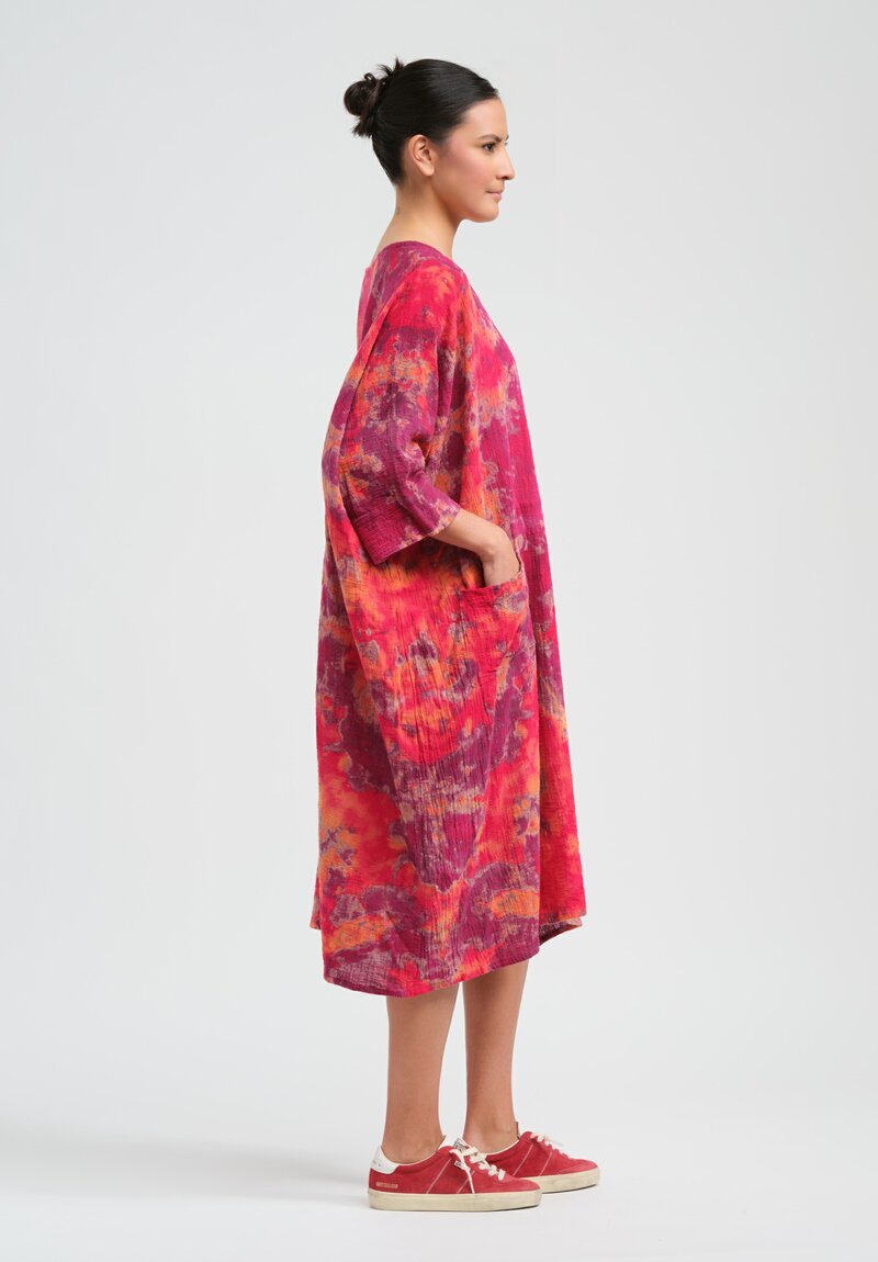 Gilda Midani Pattern Dyed Cotton Bucket Dress in Blossom