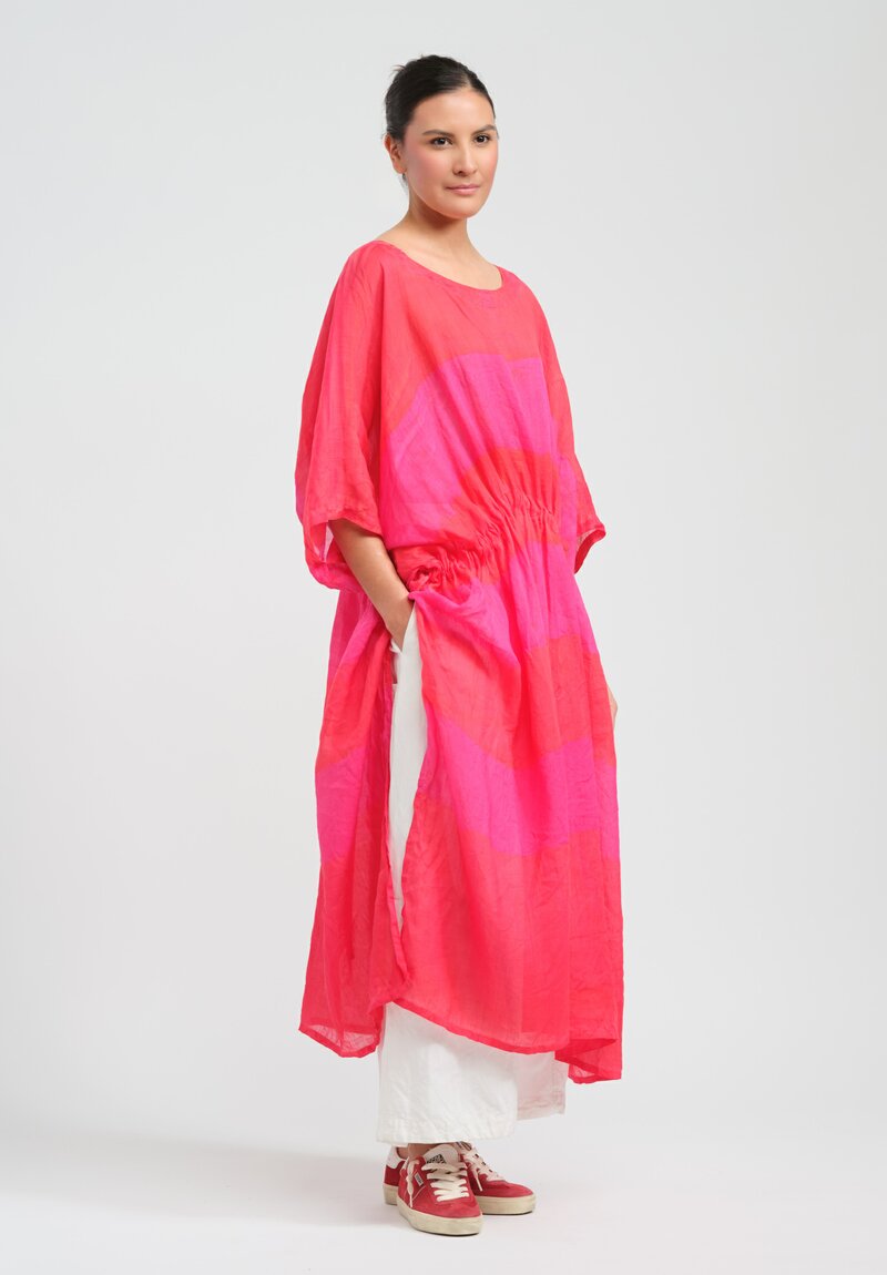 Gilda Midani Linen "Pool" Dress in Sangrenta Red & Pink Stripes 	