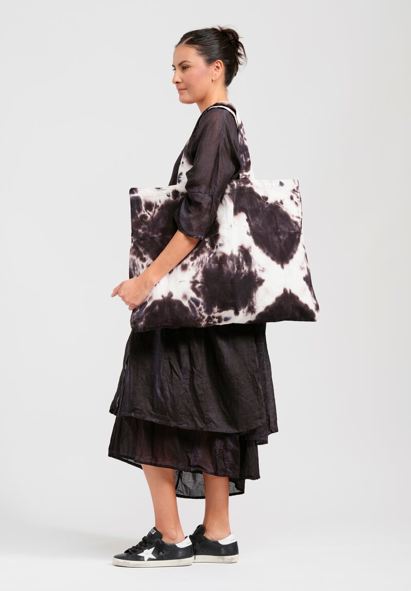 Gilda Midani Cotton Canvas Tote Bag in White Stone & Black