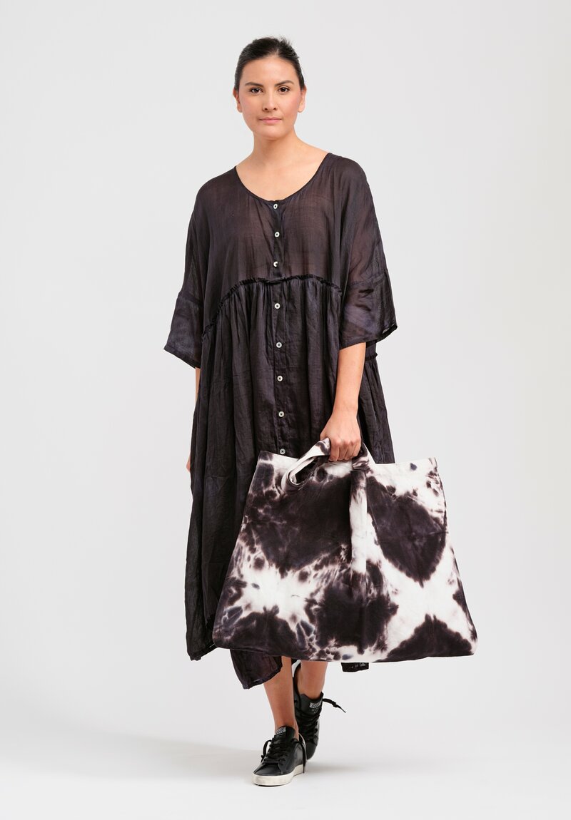 Gilda Midani Cotton Canvas Tote Bag in White Stone & Black