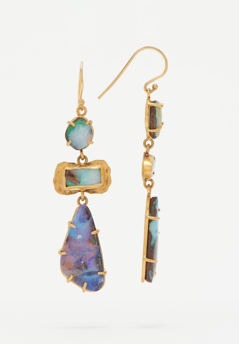 Margery Hirschey 22k, Boulder Opal Earrings Blue