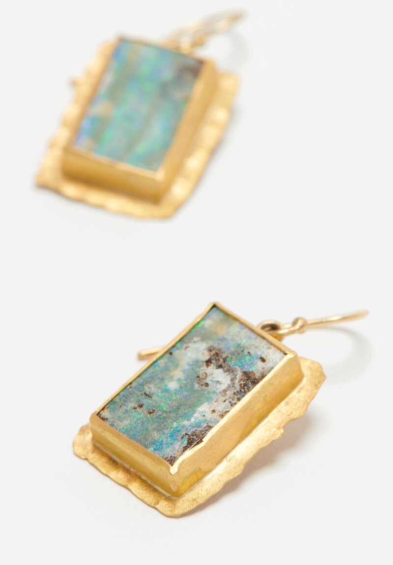Margery Hirschey 22k, Boulder Opal Drop Earrings