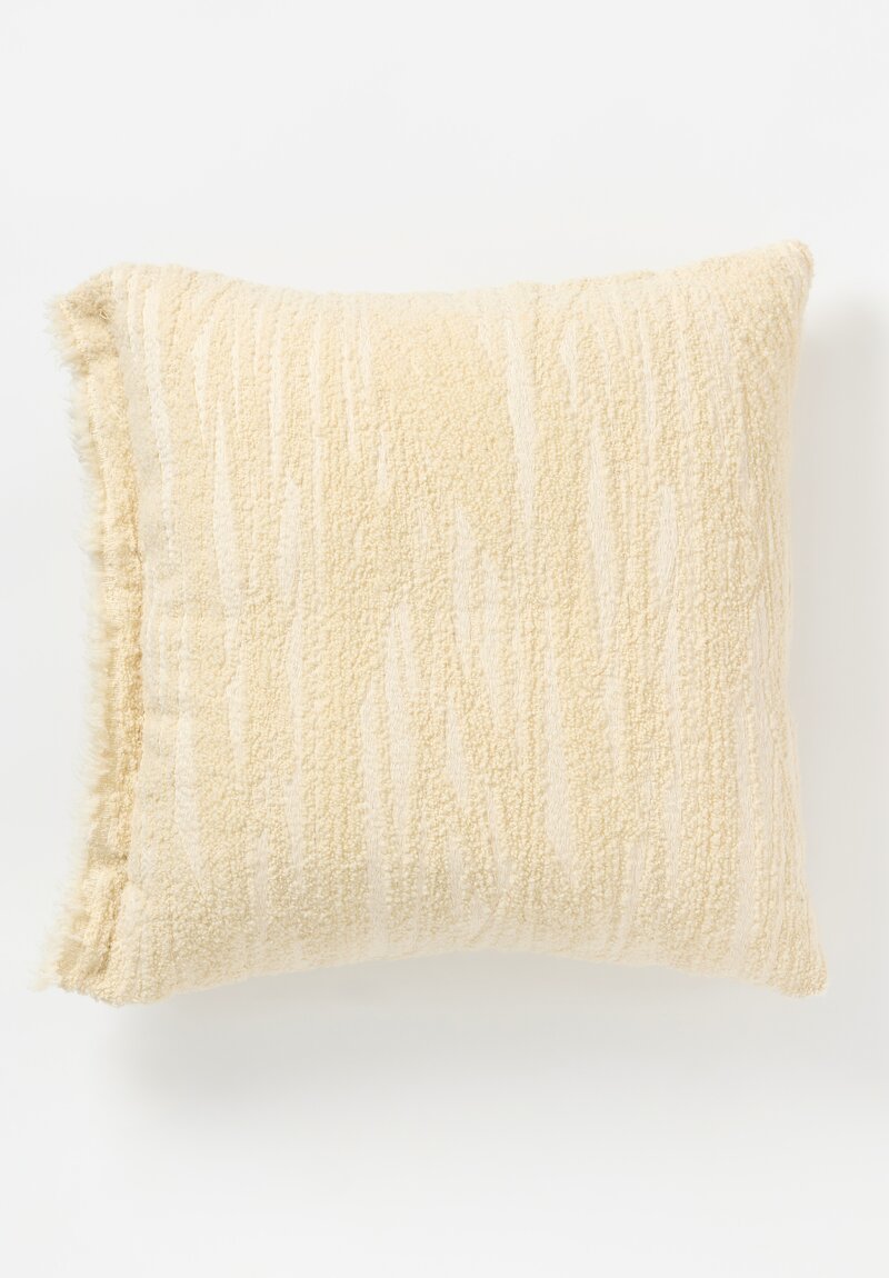 The House of Lyria Wool & Cotton Large Biplex Square Pillow in Moonstone White