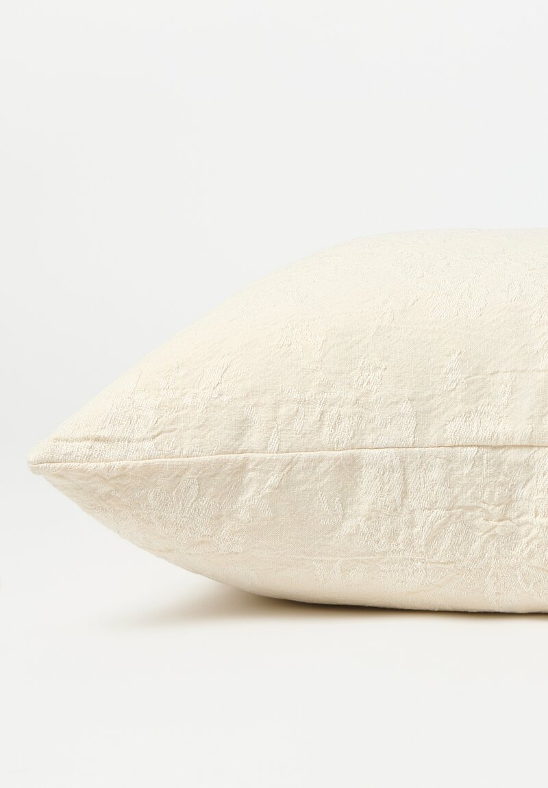 The House of Lyria Linen Jacquard Moorea Large Square Pillow in Ecru White