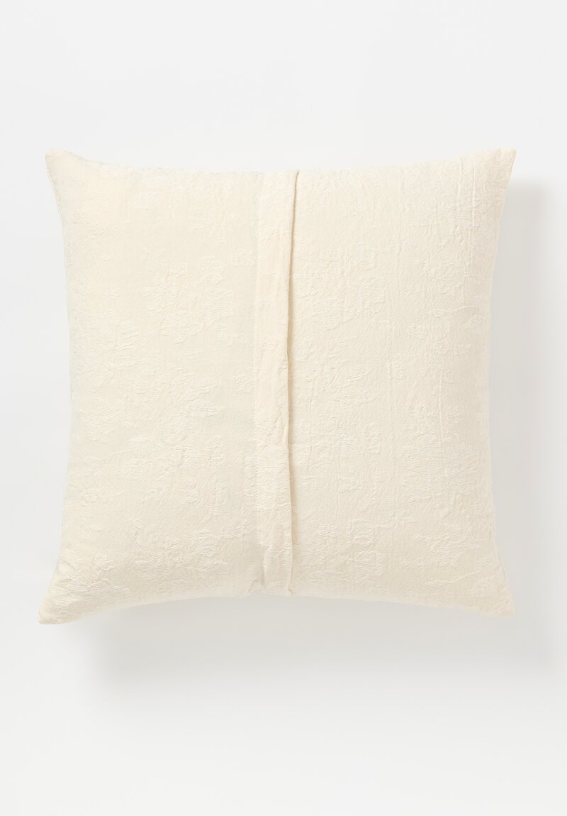 The House of Lyria Linen Jacquard Moorea Large Square Pillow in Ecru White	