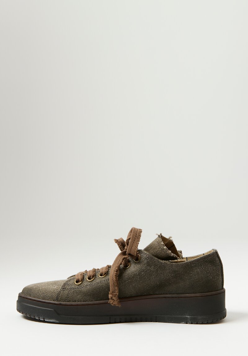 Uma Wang Linen Canvas Sneakers in Army Green