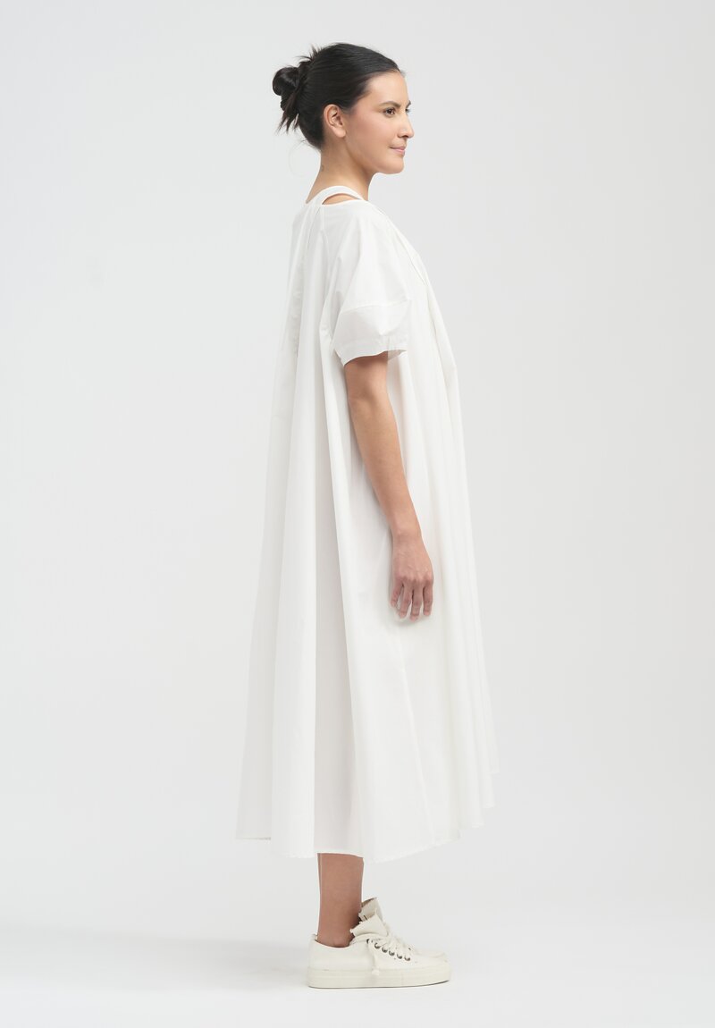 Rundholz Paper Cotton Asymmetrical Fold Dress in Callas White	