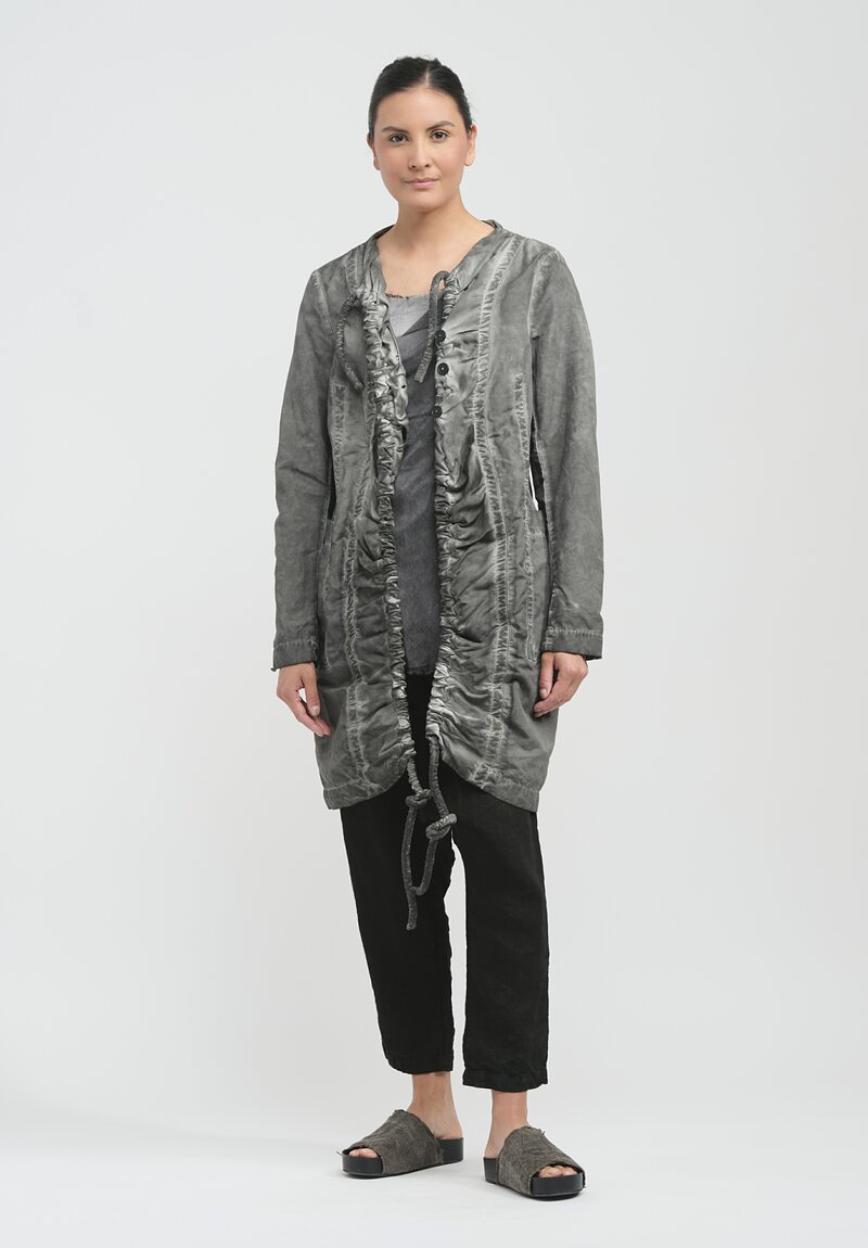 Rundholz Cotton & Linen Crinkled Split Coat in Coal Cloud Grey	