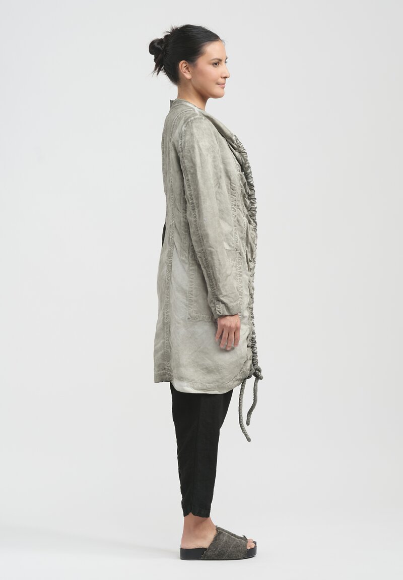 Rundholz Cotton & Linen Crinkled Split Coat in Hay Cloud Grey	