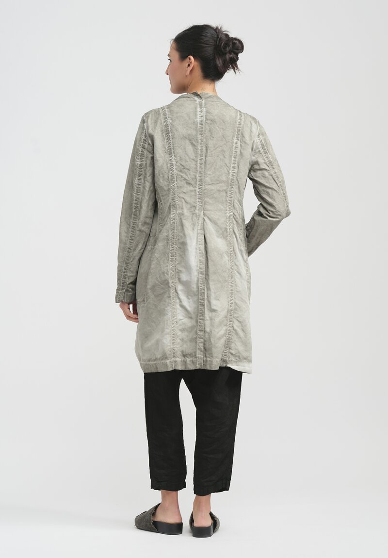 Rundholz Cotton & Linen Crinkled Split Coat in Hay Cloud Grey	
