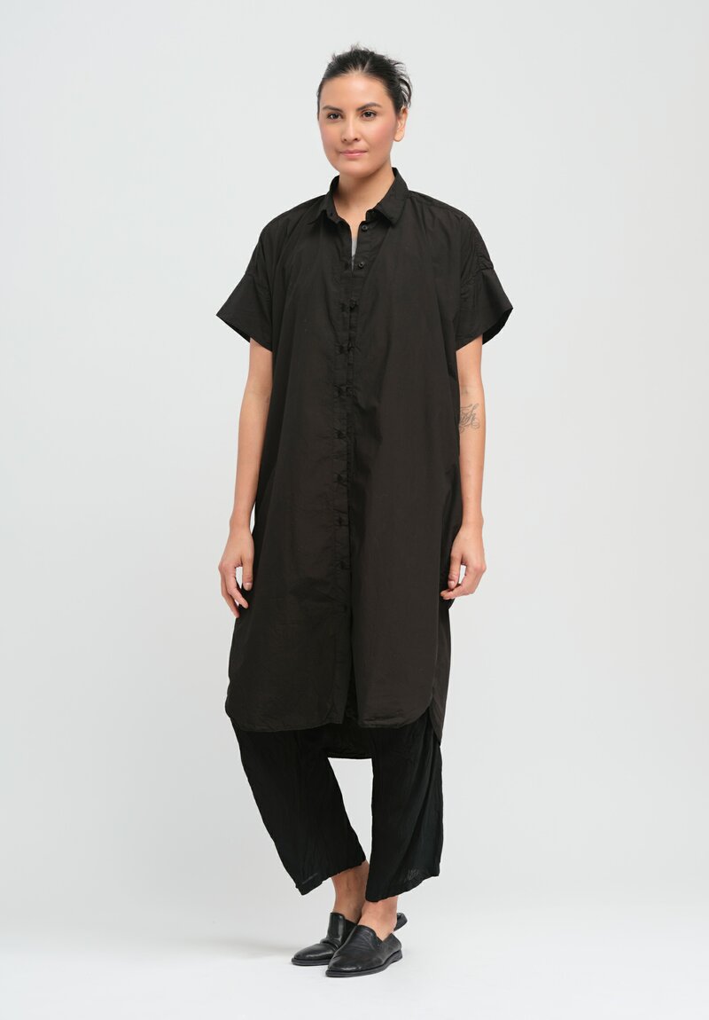 Rundholz Dip Cotton Button-Down Tunic in Black	