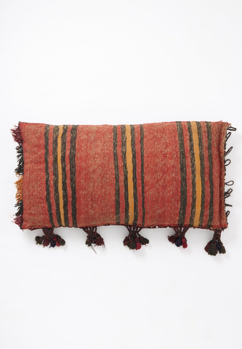 Antique and Vintage Button-Edge Baluch Rug Pillow with Tassels	