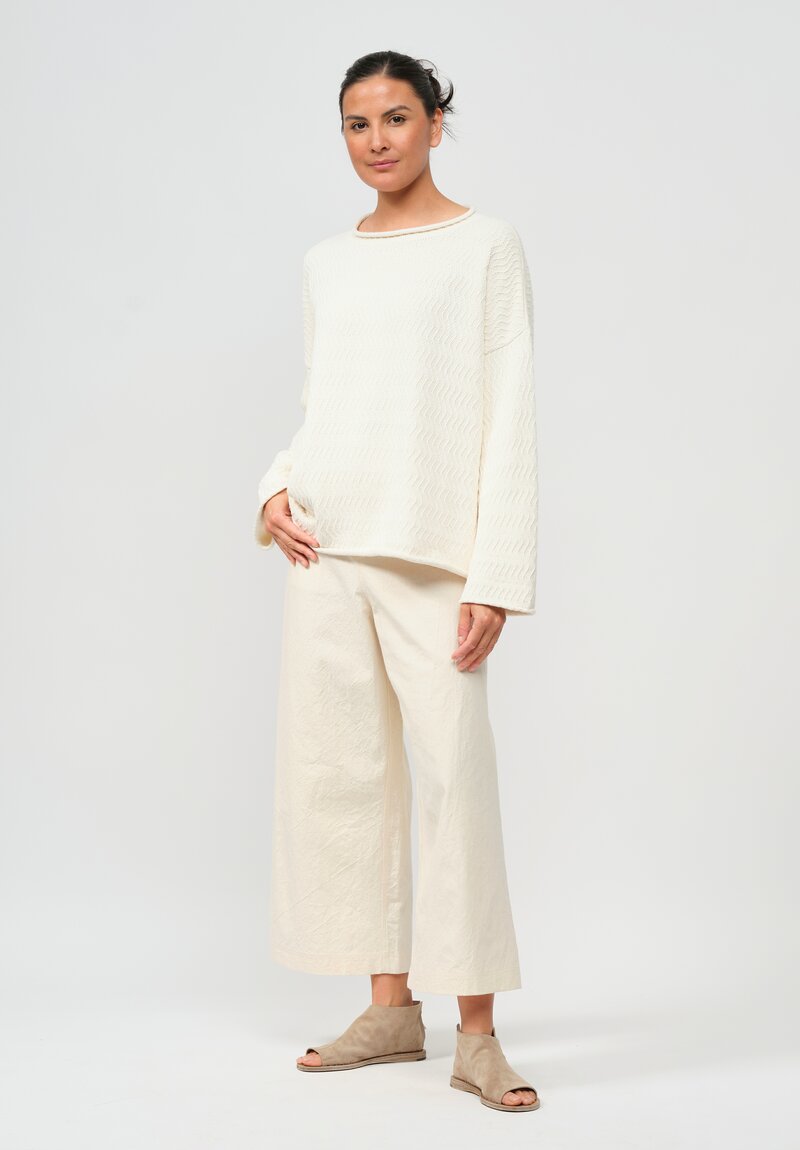 Lauren Manoogian Pima Cotton Zig Zag Pullover in white	