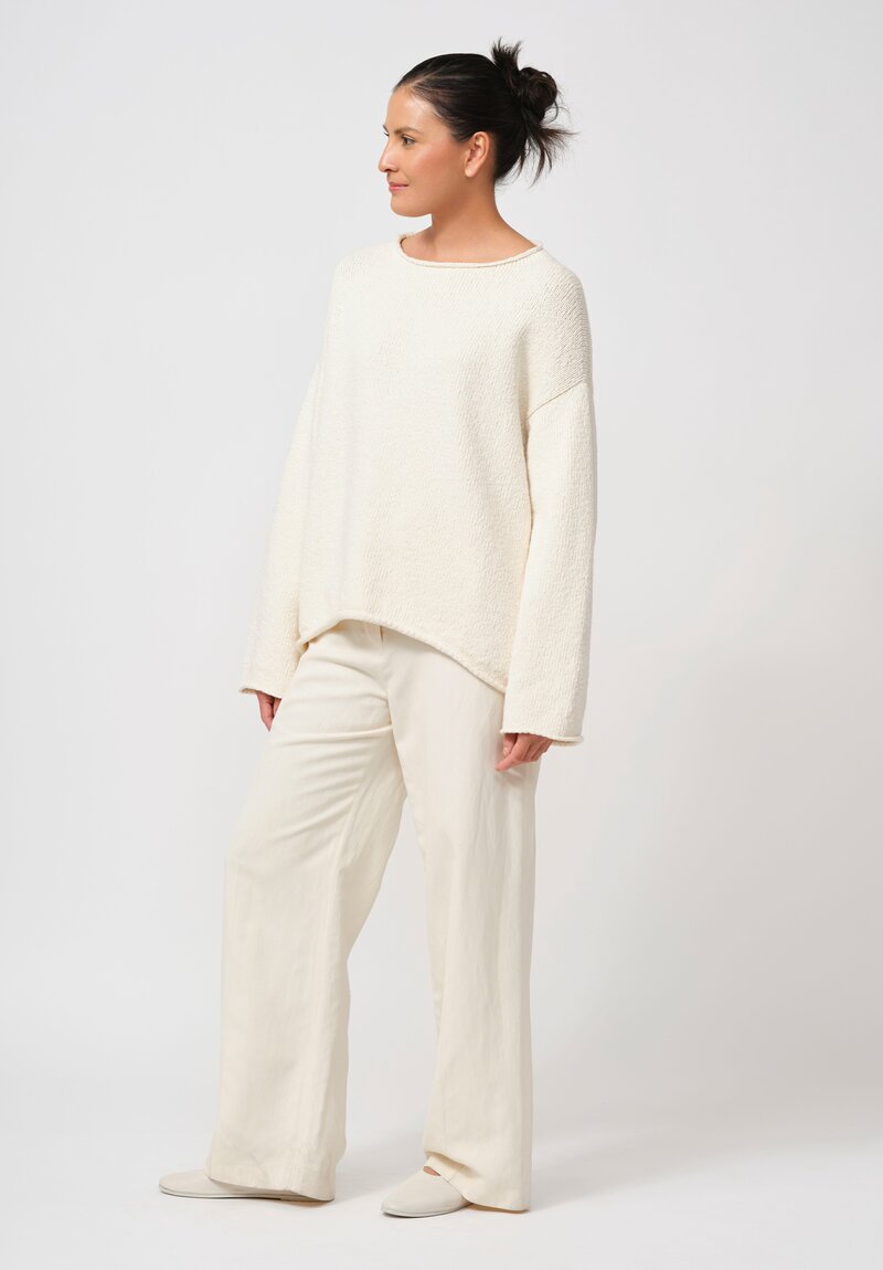 Lauren Manoogian Cotton Roving Rollneck Pullover in Raw White	