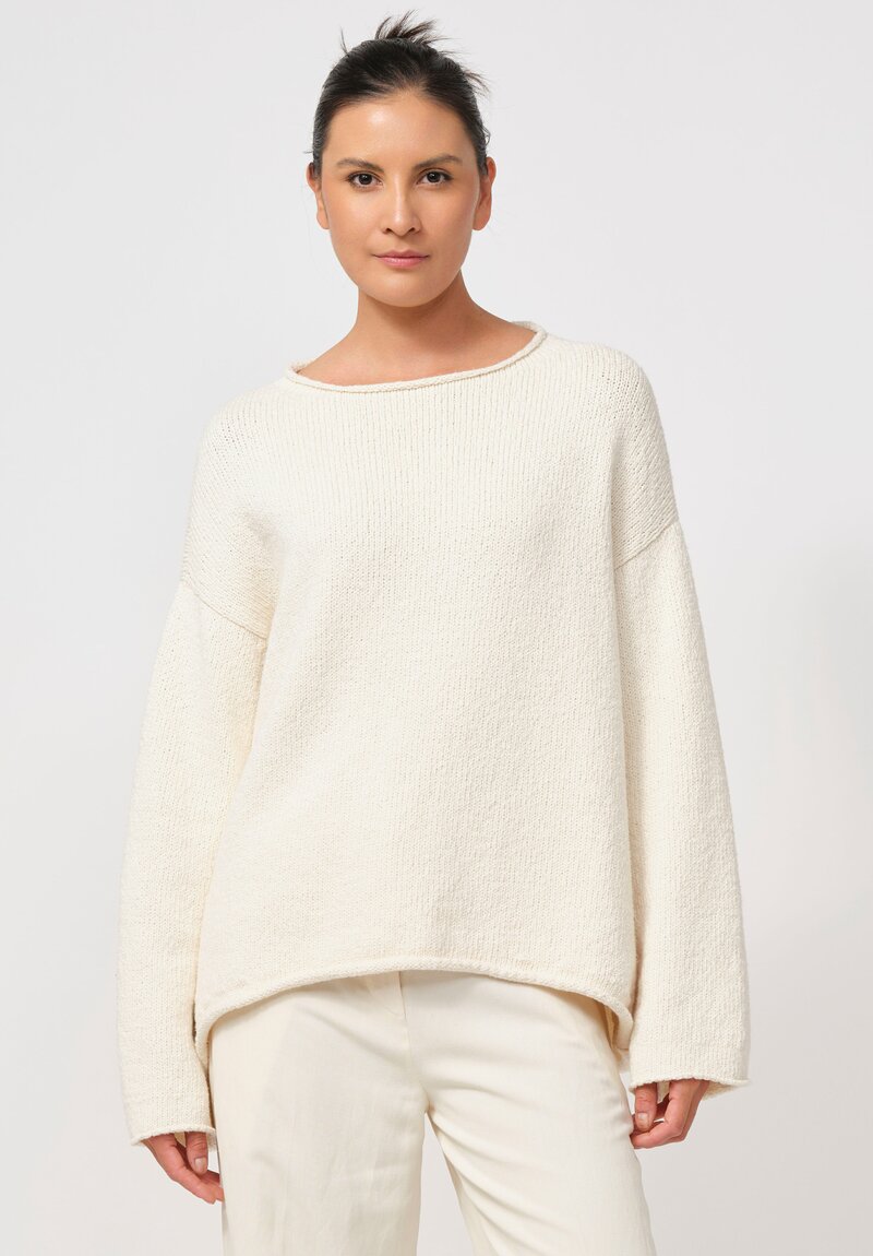 Lauren Manoogian Cotton Roving Rollneck Pullover in Raw White	