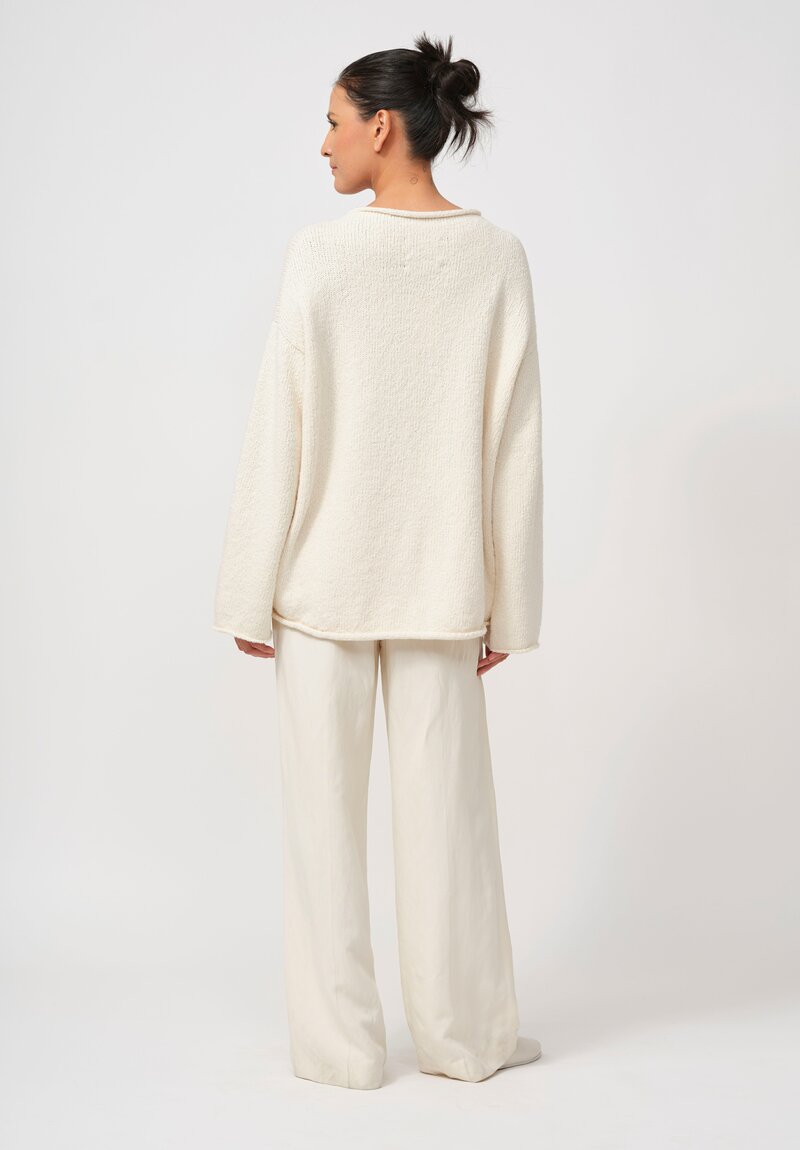 Lauren Manoogian Cotton Roving Rollneck Pullover in Raw White	